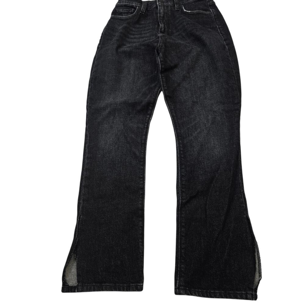 Hudson Holly High Rise Straight Leg Jeans Size 25 Black Split Hem Y2K Vamp Goth - Picture 11 of 13